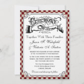 Steampunk Checkerboard Wedding Invitations Kaart (Voorkant)