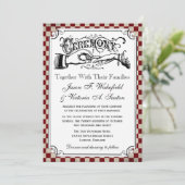 Steampunk Checkerboard Wedding Invitations Kaart (Staand voorkant)