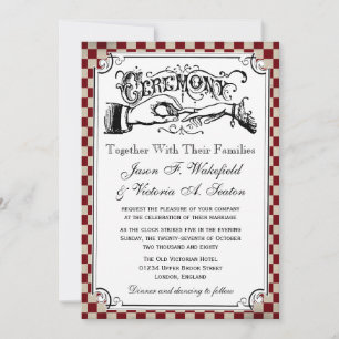 Steampunk Checkerboard Wedding Invitations Kaart