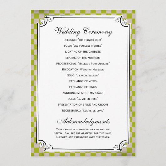 Steampunk Checkerboard Wedding Programs Programmakaart (Achterkant)