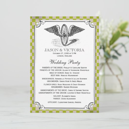 Steampunk Checkerboard Wedding Programs Programmakaart (Staand voorkant)