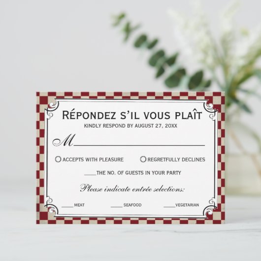 Steampunk Checkerboard Wedding RSVP-kaarten RSVP Kaartje (Staand voorkant)