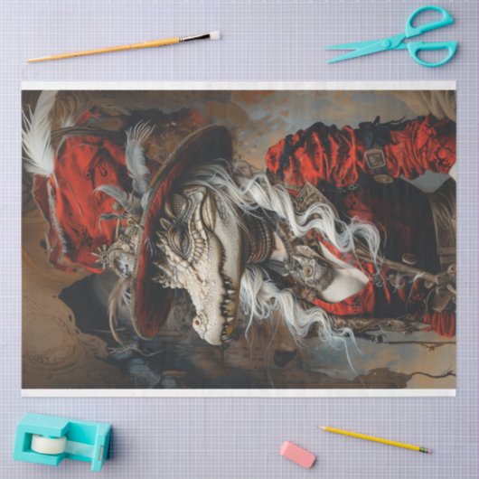 Steampunk Chick White Alligator Decoupage Tissuepapier (Craft)