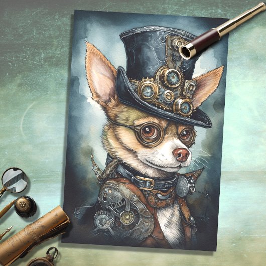 Steampunk Chihuahua 1 Decoupage Papier