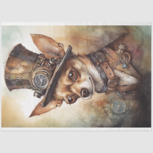 Steampunk Chihuahua 2 Decoupage Papier (Voorkant)