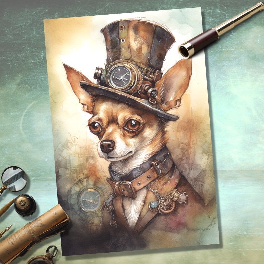Steampunk Chihuahua 2 Decoupage Papier