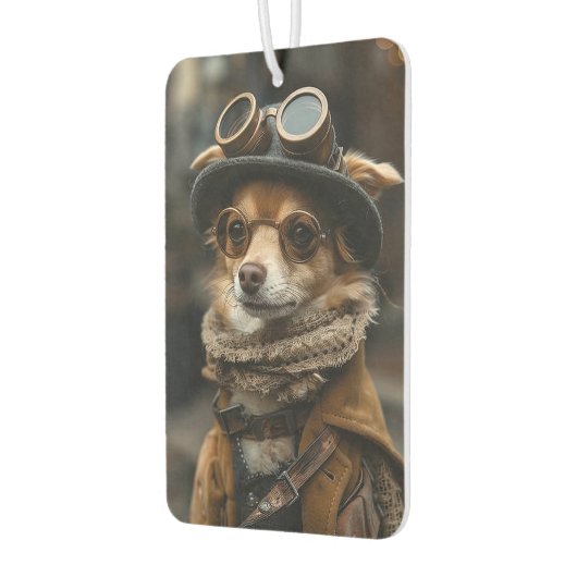 Steampunk Chihuahua Dog Funny Gift Luchtverfrisser (Links)