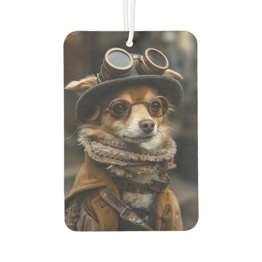Steampunk Chihuahua Dog Funny Gift Luchtverfrisser (Achterkant)