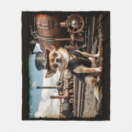 Steampunk Chihuahua en trein Fleece Deken