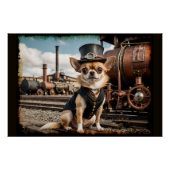 Steampunk Chihuahua en trein Perfect Poster (Voorkant)