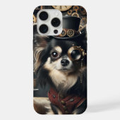 Steampunk Chihuahua Grappige langharige chi iPhone Hoesje (Achterkant)