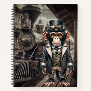 Steampunk Chimpansee op het treinstation Notitieboek