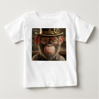 Steampunk Chimpansee Portret in Hoed en Goud