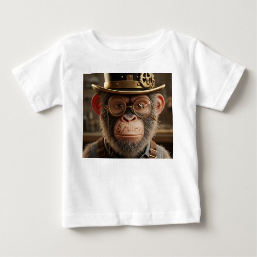 Steampunk Chimpansee Portret in Hoed en Goud (Voorkant)