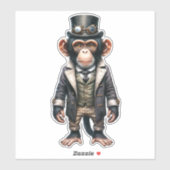 Steampunk Chimpansee Transparante Sticker (Vel)