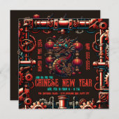 Steampunk Chinees Nieuwjaar Dragon Kaart (Voorkant / Achterkant)