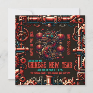 Steampunk Chinees Nieuwjaar Dragon Kaart