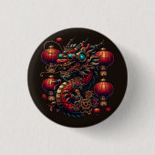 Steampunk Chinees Nieuwjaar Dragon Ronde Button 3,2 Cm (Voorkant)