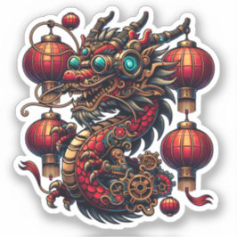 Steampunk Chinees Nieuwjaar Dragon Sticker