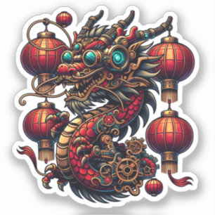 Steampunk Chinees Nieuwjaar Dragon Sticker