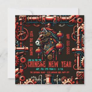 Steampunk Chinees Nieuwjaar Paard Kaart