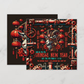Steampunk Chinees Nieuwjaarsgeit Kaart (Voorkant / Achterkant)
