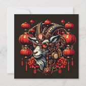 Steampunk Chinees Nieuwjaarsgeit Kaart (Achterkant)