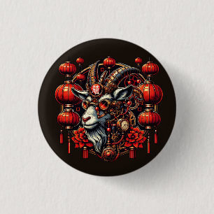 Steampunk Chinees Nieuwjaarsgeit Ronde Button 3,2 Cm