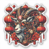 Steampunk Chinees Nieuwjaarsgeit Sticker (Voorkant)