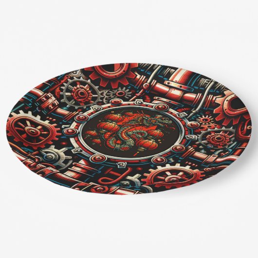 Steampunk Chinese Nieuwjaar Snake Papieren Bordje (Gekanteld)