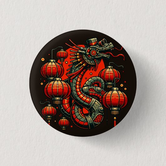 Steampunk Chinese Nieuwjaar Snake Ronde Button 3,2 Cm (Voorkant)
