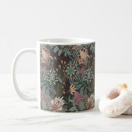 steampunk chintz grijs koffiemok (Met donut)