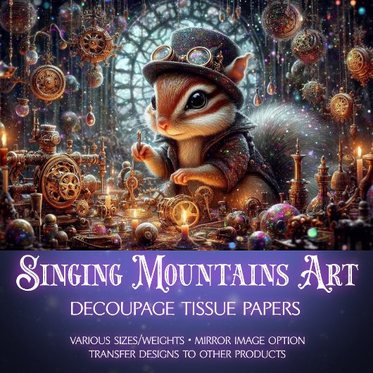Steampunk Chipmunk Mechanische Droom Decoupage Tissuepapier