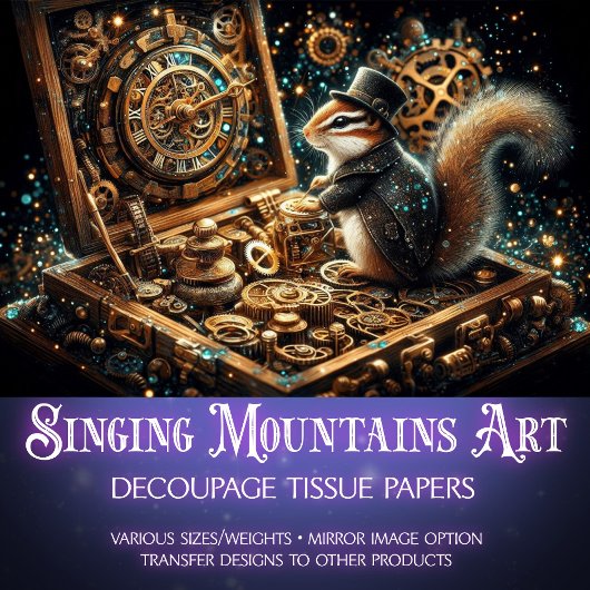 Steampunk Chipmunk Mechanische Droom Decoupage Tissuepapier