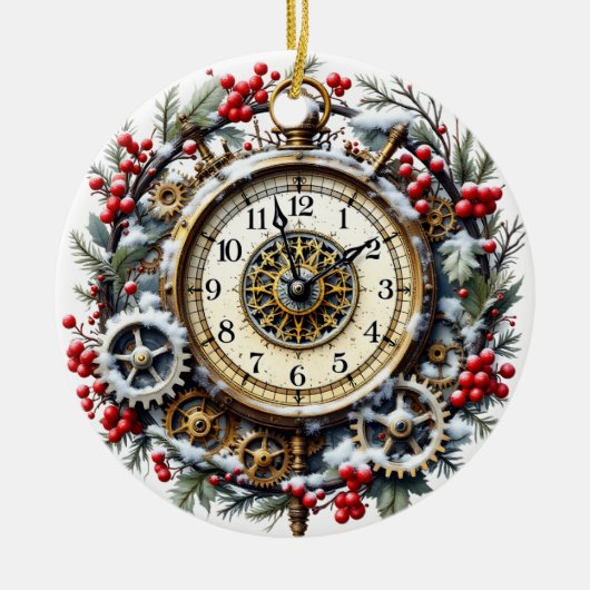 Steampunk Christmas Clock - Victorian Ornament (Voorkant)
