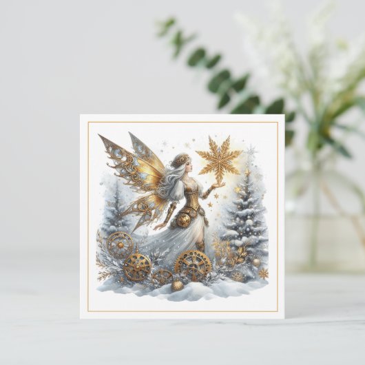 Steampunk Christmas – Golden Fairy with Snowflake  (Staand voorkant)