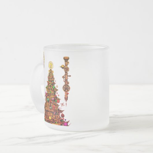 Steampunk Christmas Tree Matglas Koffiemok (Voorkant links)