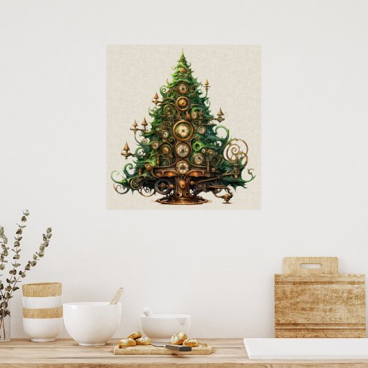 Steampunk Christmas Tree Poster (Keuken)