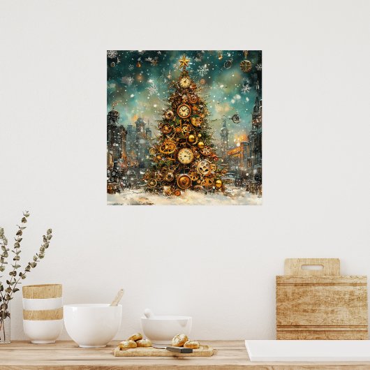 Steampunk Christmas Tree Poster (Keuken)