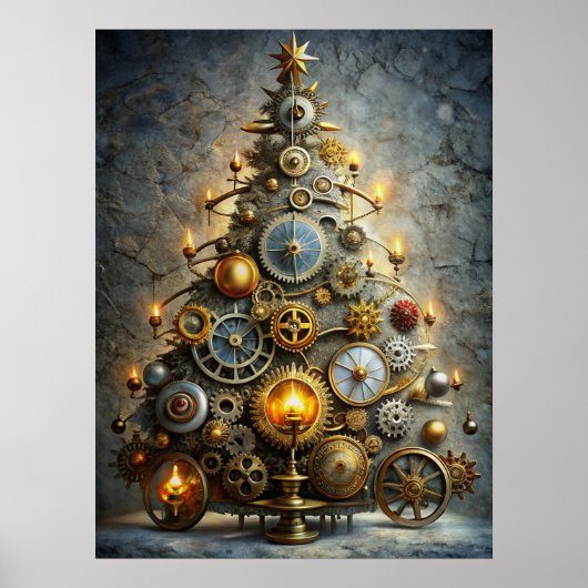 Steampunk Christmas Tree Poster (Voorkant)