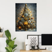 Steampunk Christmas Tree Poster (Thuiskantoor)