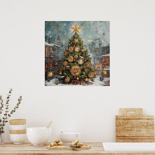 Steampunk Christmas Tree Poster (Keuken)