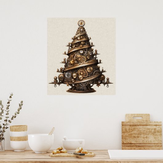 Steampunk Christmas Tree Poster (Keuken)
