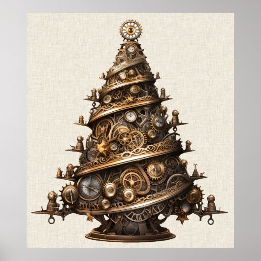 Steampunk Christmas Tree Poster (Voorkant)