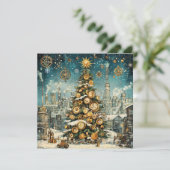 Steampunk Christmas Tree Wenskaart (Staand voorkant)