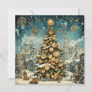 Steampunk Christmas Tree Wenskaart