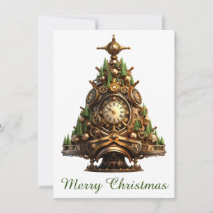 Steampunk Christmas Tree Wenskaart Notitiekaartje