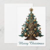 Steampunk Christmas Tree Wenskaart Notitiekaartje (Voorkant / Achterkant)