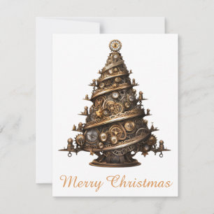 Steampunk Christmas Tree Wenskaart Notitiekaartje