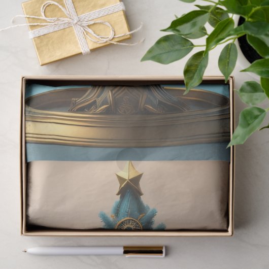 Steampunk Christmas tree with metal gears Tissuepapier (Geschenk)